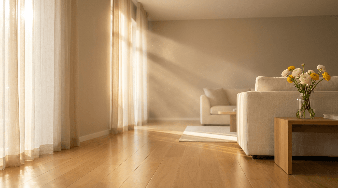 A spotless, bright living room ready after a professional deep clean