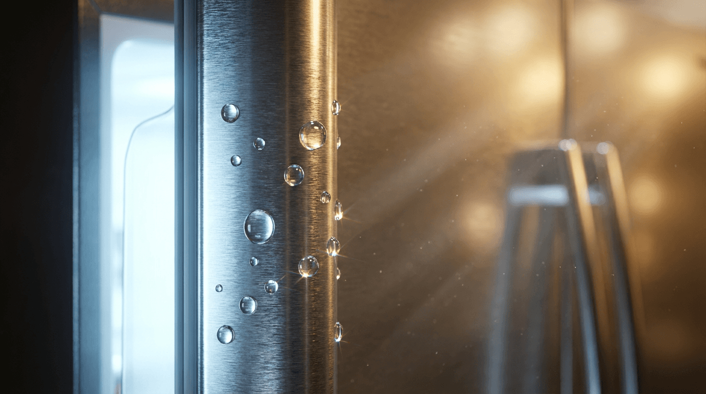 Shiny refrigerator exterior with no fingerprints after cleaning