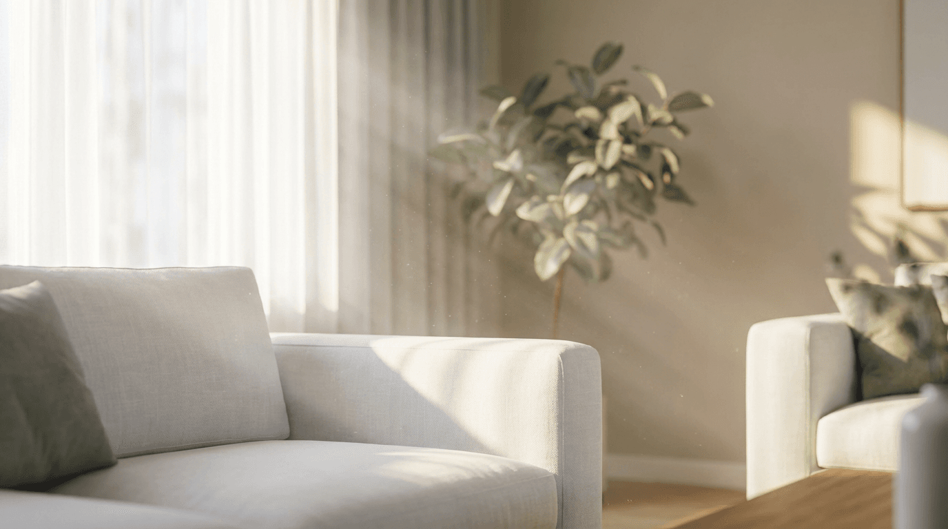 Bright empty living room with clean baseboards after move-out cleaning